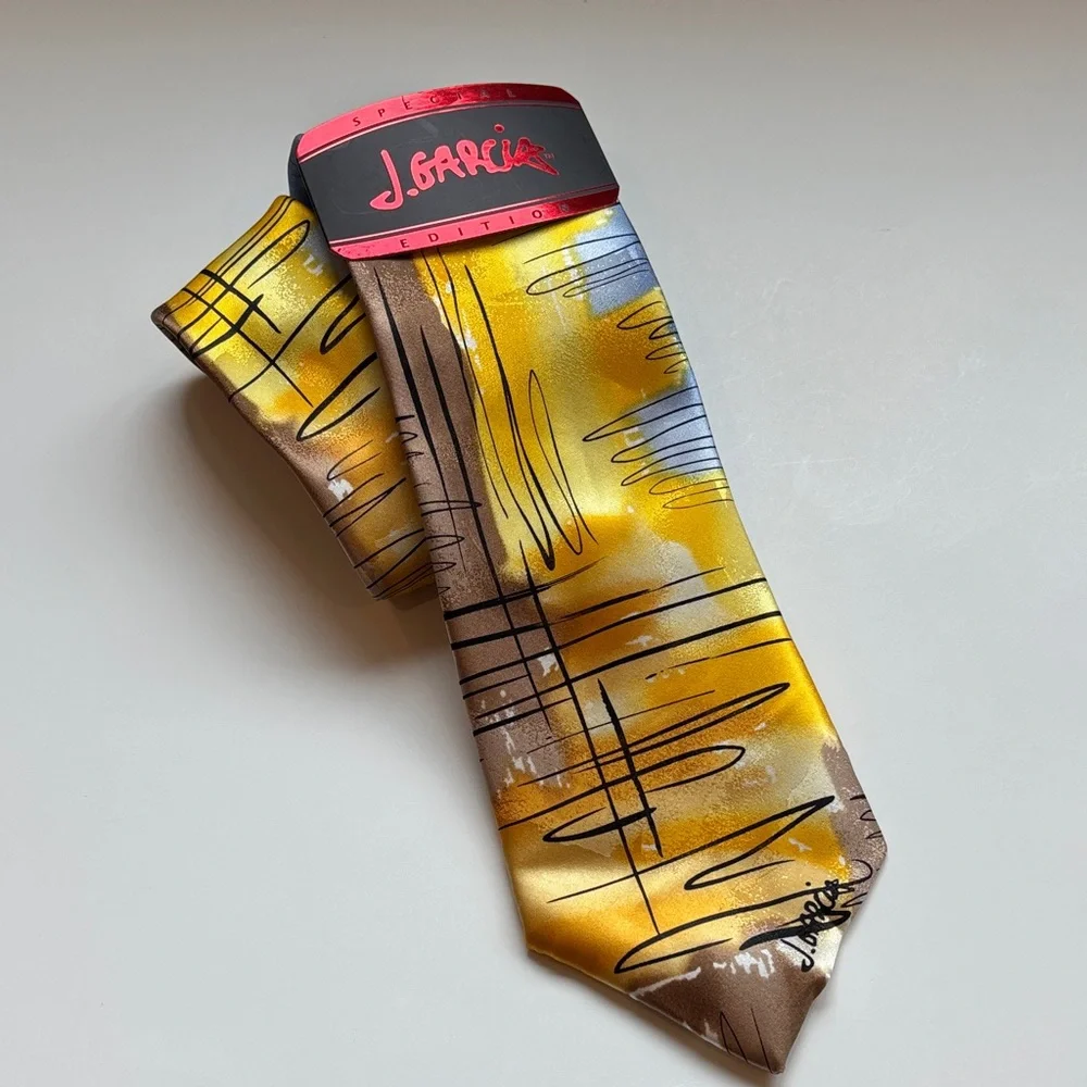 J. Garcia Neck Tie Mesa Special Edition Artist Proof‎ 7 Gift Silk Yellow Blue